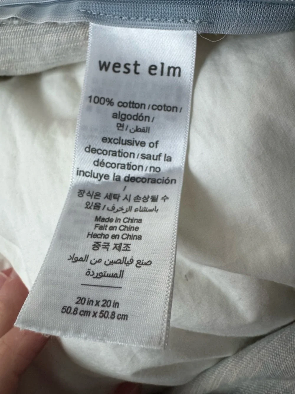 West Elm Pillow 20x20 includes insert Light Blue Linen Throw PillowHome Accents